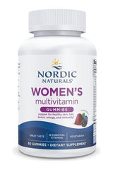 Nordic Naturals Women's Multivitamin Gummies in a 60-count bottle; supports skin, hair, bones, and immune health.