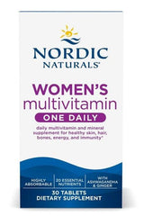 Nordic Naturals Women's Multivitamin One Daily 30 tablets for skin, hair, bones, and energy support.