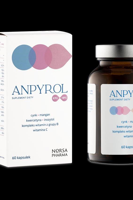 Anpyrol KPU/HPU by Norsa Pharma, a dietary supplement in capsule form, 60 capsules package.