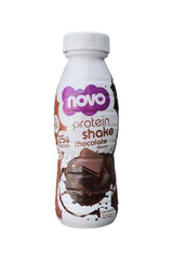 Novo Nutrition Protein Shake in chocolate flavor, 330 ml, delivering 25 g of protein per serving.