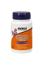 Now Foods 7-KETO 100 mg Dietary Supplement for Weight Management in a 30 Veg Capsule Bottle.