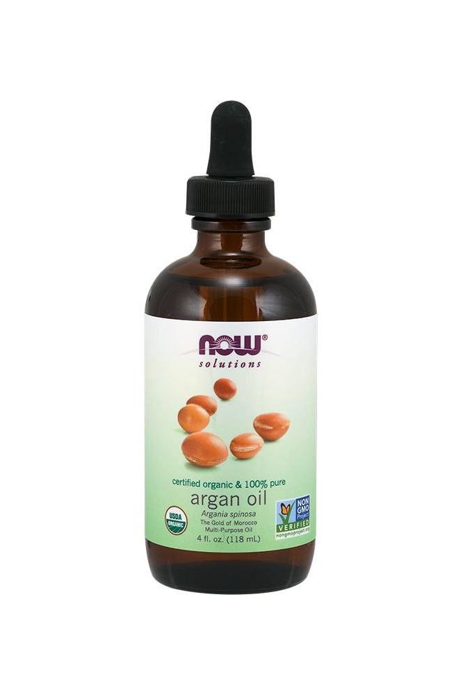 Now Foods organic argan oil 118 ml, moisturizing oil for hair and skin, certified organic, pure and nourishing.