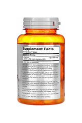 Now Foods Arginine 1000 mg supplement bottle with nutrition facts label.