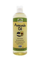Now Foods Avocado Cooking Oil 473 ml bottle, purity tested, rich flavor, ideal for high heat cooking.