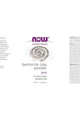 Now Foods Bentonite Clay Powder packaging for face and body, 450g, paraben-free, effective skin cleansing.