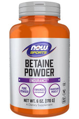 NOW Foods Betaine Powder 170g bottle for enhanced performance and muscle maintenance.