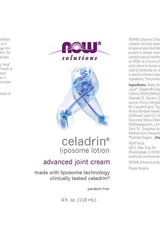 NOW Solutions Celadrin Liposome Lotion for joint care, clinically tested, 118 ml, advanced relief with menthol.