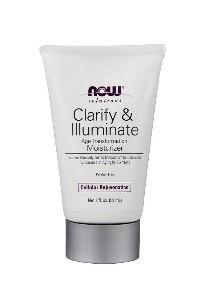NOW Solutions Clarify & Illuminate Moisturizer in 59 ml tube for age transformation and skin rejuvenation.