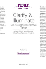 NOW Clarify & Illuminate Toner 236ml - Skin reconditioning formula, reduces fine lines, paraben free.