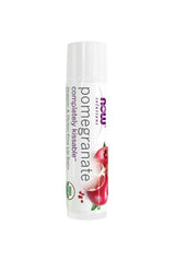 Now Foods pomegranate completely kissable lip balm for moisturizing and soothing dry lips.