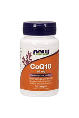 Now Foods CoQ10 60 mg softgels with Omega-3 fish oil for heart health and energy support