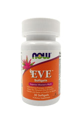 Now Foods Eve Women's Multiple Vitamin softgels bottle with ingredients like Evening Primrose and Cranberry.