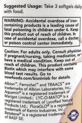 Label and usage instructions for Now Foods Eve Women's Multiple Vitamin softgels, highlighting safety and dosage warnings.