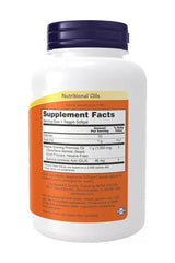 Now Foods Evening Primrose Oil 1000mg supplement facts label showcasing nutritional information on the container.