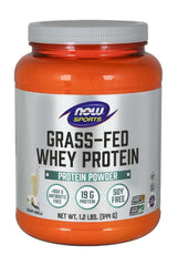Now Foods Grass-Fed Whey Protein powder tub, 19g protein, RBGH and antibiotic-free, soy-free, 1.2 lbs.