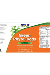 Now Foods Green PhytoFoods 284g supplement with whole food concentrates and herbal extracts, nutrient-rich blend.