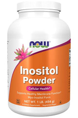 NOW Foods Inositol Powder 454g for brain health and cellular support, promoting mental wellness and balanced blood sugar.