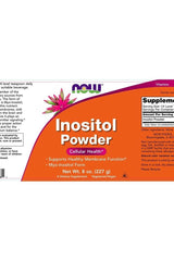 Now Foods Inositol Powder Vegetarian label, supports cellular health and healthy membrane function, 8 oz.