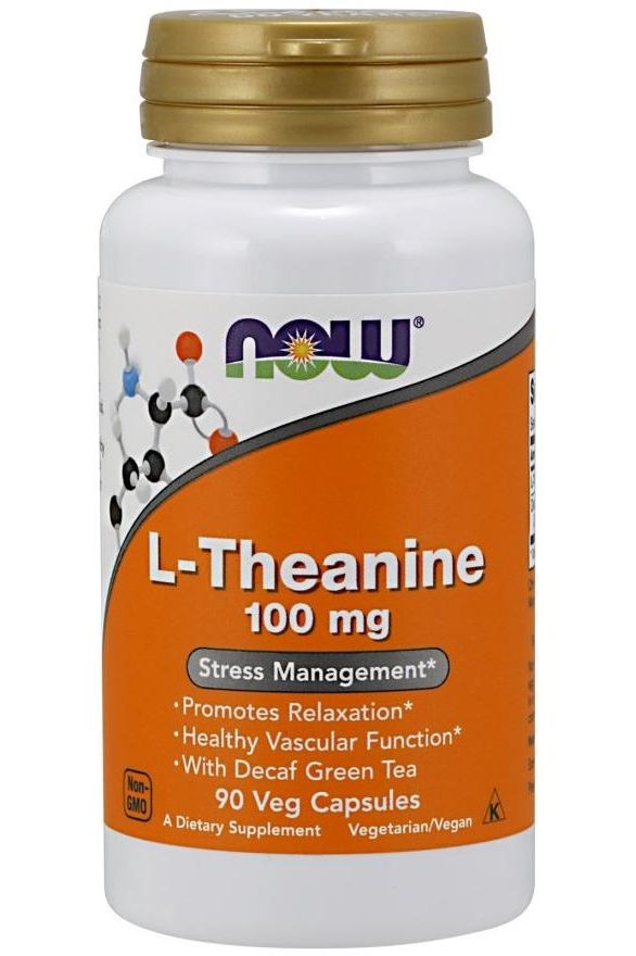 NOW Foods - L-Theanine with Decaf Green Tea, 100mg - 90 vcaps - Nutri.se