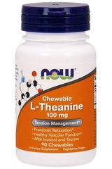 NOW Foods - L-Theanine with Inositol and Taurine, 100mg - 90 chewables - Nutri.se