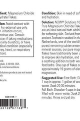 NOW® Solutions Magnesium Chloride Flakes label with usage instructions and ingredients details.