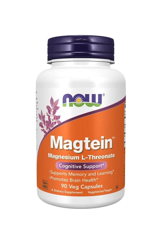 Now Foods Magtein Magnesium L-Threonate supplement for cognitive support and brain health.