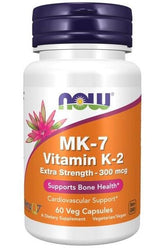 NOW Foods - MK-7 Vitamin K-2, 300mcg Extra Strength - 60 vcaps - Nutri.se