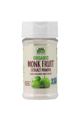 Now Foods Organic Monk Fruit Extract Powder, 19.85 g, zero-calorie sweetener, ideal for low-calorie diets.