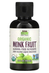 NOW Foods Organic Monk Fruit Zero-Calorie Liquid Sweetener, 59 ml - Natural, alcohol-free, and non-GMO.