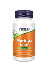 Now Foods Moringa Leaf 90 Capsules, organic supplement for antioxidant protection and nutrition.