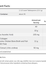Nutrition facts for NOW Foods Multi Collagen Protein showing serving size and key ingredients.
