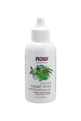 Now Foods activated nasal mist, 59 ml bottle with natural ingredients for soothing nasal passages.
