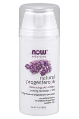 NOW Foods Natural Progesterone Balancing Skin Cream with calming lavender scent for hormone balance.