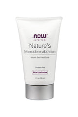 NOW Solutions Nature's Microdermabrasion facial scrub with volcanic sand, 59 ml tube for natural skin exfoliation.
