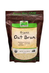 Now Foods Organic Oat Bran, 397 g package, rich in fiber and protein, grown in the USA, non-GMO.