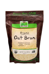 Now Foods Organic Oat Bran, 397 g package, rich in fiber and protein, grown in the USA, non-GMO.