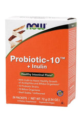 Now Foods Probiotic-10™ + Inulin 24 Packets for healthy intestinal flora, contains 10 billion organisms.