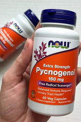 Now Foods Pycnogenol Extra Strength 150 mg Veg Capsules, 60 count, supports immune health and free radical defense.