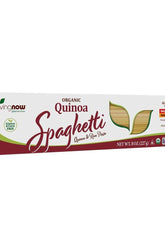 Now Foods Organic Quinoa Spaghetti Pasta packaging, 227 g, gluten-free and allergen-friendly option.
