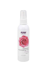 Now Foods Rosewater Rejuvenating Mist 118 ml for all skin types, hydrating and refreshing facial spray.