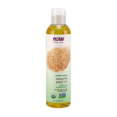 NOW Solutions Organic Sesame Seed Oil, 237 ml, 100% pure moisturizer for skin, hair, and body.