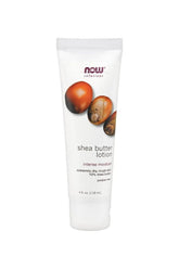 Now Foods Shea Butter Lotion tube, 118 ml for extremely dry skin with 10% shea butter, intense moisture treatment.