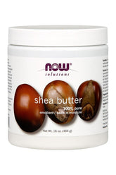 Now Foods Shea Butter container, 100% pure, rich in moisture, ideal for hydrating dry skin and hair.