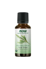 Now Foods Organic Tea Tree Oil 30ml bottle for purifying and refreshing room blends.