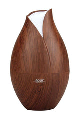 Now Foods ultrasonic faux wood essential oil diffuser, easy-to-use, cool mist aromatherapy device, features color-changing LED.