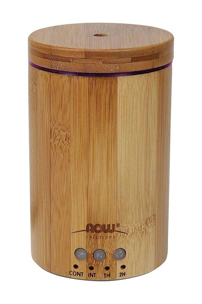 NOW Solutions Real Bamboo Ultrasonic Essential Oil Diffuser with controls and wood finish.