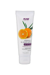 NOW Vitamin C & Oryza Sativa Gentle Scrub tube for brightening and exfoliation, 118 ml