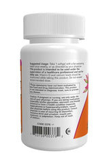 Now Foods Vitamin D-3 50000 IU supplement bottle with usage instructions and warnings on the label.