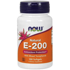 NOW Foods - Vitamin E-200 - Natural (Mixed Tocopherols) - 100 softgels