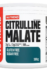 Nutrend Citrulline Malate 300g packaging, gluten-free and sugar-free supplement for muscle pump.